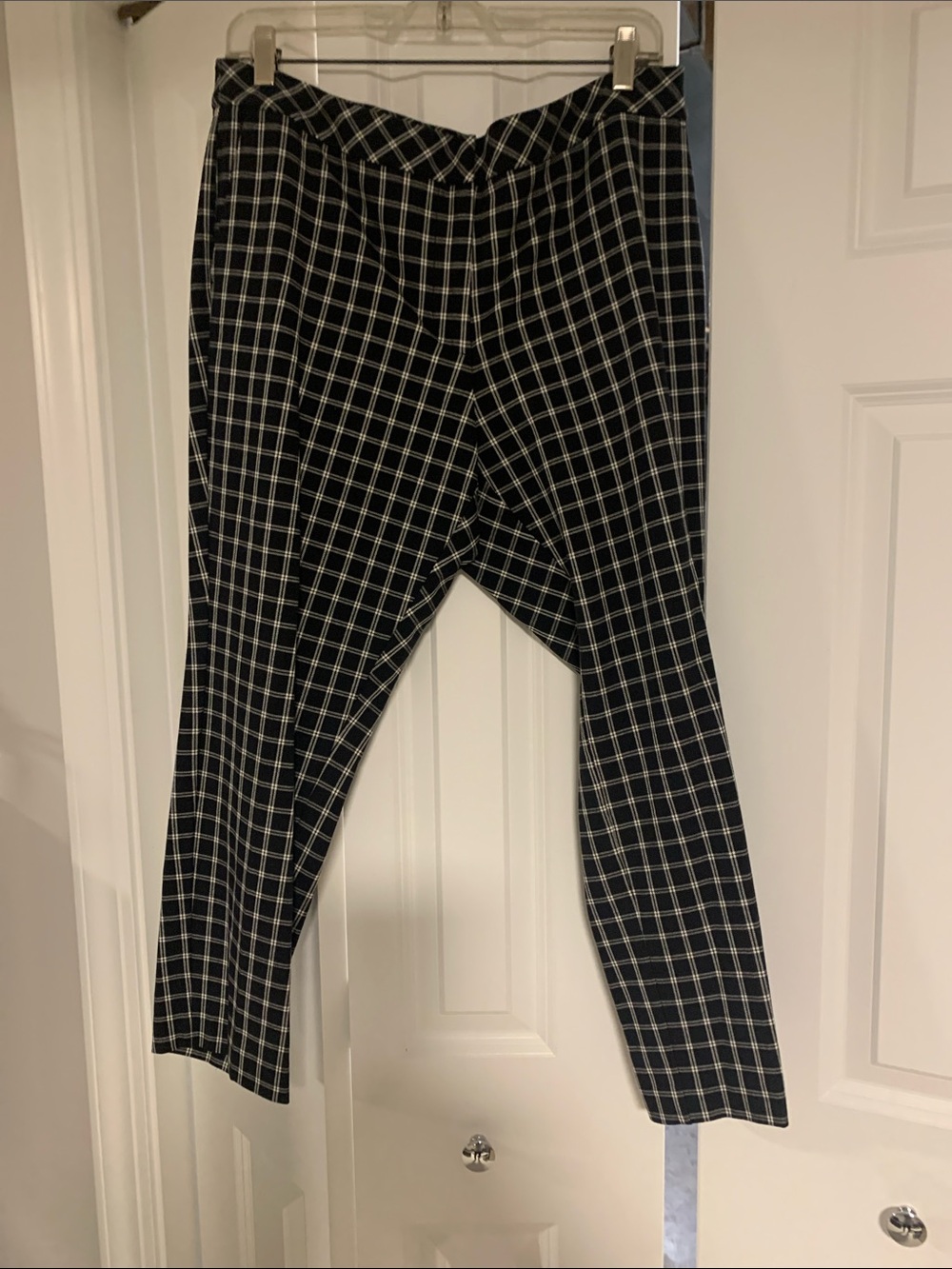 Women’s Black Windowpane Plaid Dress Pants